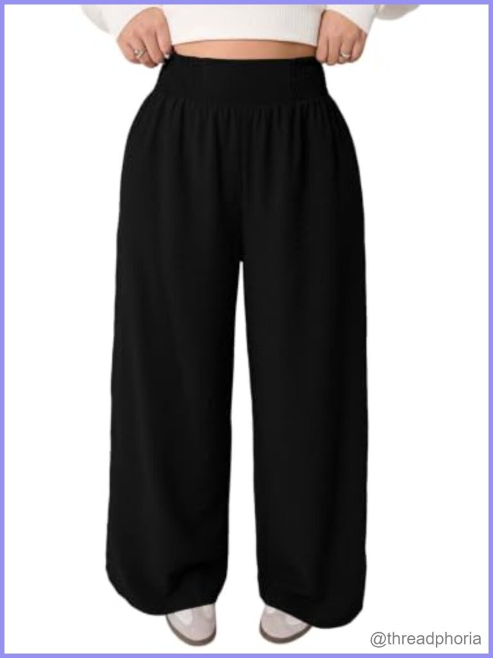 Plus Size High Waist Smocked Wide Leg Palazzo Pants with Pockets